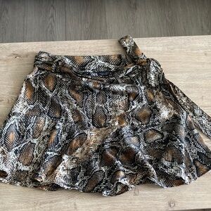 Zara Brown and Black Snakeskin Mini Skirt